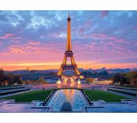 Pintar por Numeros Adultos París,Pintar por Numeros Torre Eiffel,Manualidades Lienzos para Paint by Numbers,DIY Kit con Pinceles Acrílico,Decoración de Pared del Hogar 30x50cm sin Marco E1-1671