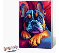 Pintar por Numeros Adultos Perro Cuadros para Pintar por Numeros Bulldog FrancéS Paint by Numbers Adult DIY Manualidades Adultos Kit Lienzo Pintura Para Decoración Del Hogar Sin Marco 30x40cm 2-4367