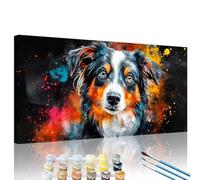 Pintar por Numeros Adultos Perro Pintar por Numeros Animal con Pinceles, Pigmento Acrílico, Pintura de Dibujo DIY Paint by Numbers Kits con Marco, Decor Casa Manualidades Mujer Regalos 80x160cm XY#449