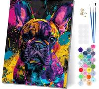 Pintar por Numeros Adultos Perro, Pintar por Numeros Animal, DIY Manualidades Adultos, Paint by Numbers Adult Kit con Pinturas Acrílicas y Pinceles, para Decoración del Hogar Regalo 40x50cm K-7893