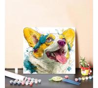 Pintar por Numeros Adultos Perro Pintar por Numeros Animal Paint by Numbers, DIY Manualidades Adulto, Kit de Peinture sur Toile Couleur con Accesorios, Decoración Del Hogar 80x80cm Sin Marco 0-104B