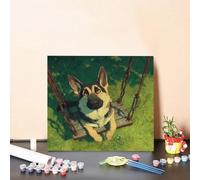 Pintar por Numeros Adultos Perro Pintar por Numeros Balancearse Paint by Numbers, DIY Manualidades Adulto, Kit de Peinture sur Toile con Accesorios, Decoración Del Hogar 80x80cm Sin Marco 2-1834