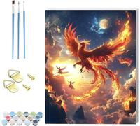 Pintar por Numeros Adultos Phoenix, Cuadros para Pintar por Numeros con Marco áNgel, DIY Manualidades Adultos Kit con 3 Pinceles, Paint by Numbers Adult para Decoración Hogar Regalo 40x55cm 9-9131