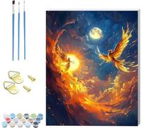 Pintar por Numeros Adultos Phoenix, Cuadros para Pintar por Numeros con Marco áNgel, DIY Manualidades Adultos Kit con 3 Pinceles, Paint by Numbers Adult para Decoración Hogar Regalo 45x60cm 7-8078