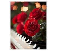 Pintar por Numeros Adultos Piano DIY Paint by Numbers Adult Flor, Manualidades Adultos Color Cuadros por Numeros 40 x 30 Cm, Kit Pintura Lienzos para Pintar Niños, Decoracion Pared Regalo model-8639