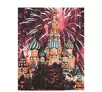 Pintar por Numeros Adultos Pintar con Pinceles y Pinturas Acrílicas,Niño Paint by Numbers Kit,Cuadros por Numeros Pintar,Pared del Hogar Decor Colorful fireworks from the castle 40x50cm con Marco