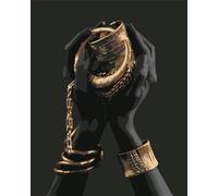 Pintar por Numeros Adultos - Pintar con Pinceles y Pinturas Acrílicas,Niño Paint by Numbers Kit,Lienzo Cuadros por Numeros para Pintar,Hogar Pared Decor - Joyería negra africana 40x50cm,con Marco