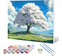 Pintar por Numeros Adultos, Pintar por Numeros áRbol Painting by Numbers Paisaje Paint by Numbers Adult con 3 Pinceles Pintura Acrilica para Decoracion Pared, Regalo Mujer 70x50 cm -hjw25010ME