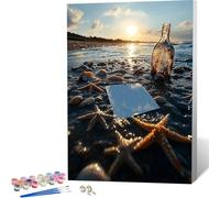 Pintar por Numeros Adultos, Pintar por Numeros Estrella De Mar Painting by Numbers Playa Paint by Numbers Adult Manualidades con Pinceles Pintura Acrilica para Decoracion Pared 20 x 30 cm -zjn2604G1