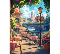 Pintar por Numeros Adultos, Pintar por Numeros Paisajes Puente de Piedra, Pintura por Numeros Adultos Grande 80x120 cm, Paint By Numbers Kits con Pinceles y Pinturas Acrílicas (Sin Marco) -YH1256