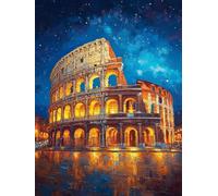 Pintar por Numeros Adultos, Pintar por Numeros Roma Painting by Numbers Paisaje Paint by Numbers Adult Manualidades con 3 Pinceles Pintura Acrilica para Decoracion Pared, Regalo 30X40 CM -zjn25071X