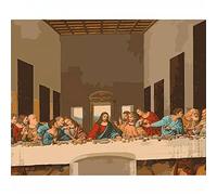 Pintar por Numeros Adultos - Pintura por NúMeros Con Pinceles y Pinturas Decoraciones,Paint by Numbers Kit,Cuadros por Numeros Para Pintar,Lienzo Pintura con Numeros - La última cena 40x50cm con Marco