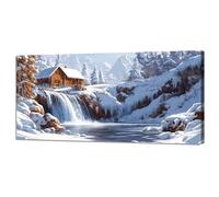 Pintar por Numeros Adultos, Pintura por Numeros Paisaje Colorear por Numero Nieve Manualidades Adultos Painting by Numbers con Pinceles y Pigmento, Decoracion Hogar Regalo Mujer 20x40cm XH-1469