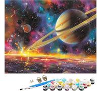 Pintar por Numeros Adultos Planeta Pintar por Numeros Cielo Estrellado, DIY Manualidades Adultos, Paint by Numbers Adult Kit con Pinceles y Pigmento Acrílico, Decoración Hogar Regalo 40x50cm 1-2506