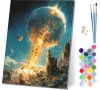 Pintar por Numeros Adultos Planeta, Pintar por Numeros Cielo Estrellado, DIY Paint by Numbers Adult Kit con Pinceles, Paint by Numbers Para Cuadros Decoracion Salon Modernos Regalo 20x30cm 0-6984