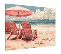 Pintar por Numeros Adultos Playa Cuadros para Pintar por Numeros con Marco Paisaje, DIY Paint by Numbers Adult Kit Manualidades Adultos Niños Regalos Originales para Mujer Home Decoration 80x60cm Z-51