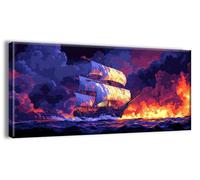 Pintar por Numeros Adultos Principiantes Cielo Bote Patrón, Manualidades Adultos Kit Pinturas Acrílicas con Pinceles, DIY Creatividad Paint by Numbers sin Marco, Decoracion Hogar 80x160cm h-q-5543