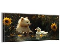 Pintar por Numeros Adultos Principiantes Girasol Pato Patrón, Manualidades Adultos Kit Pinturas Acrílicas con Pinceles, DIY Creatividad Paint by Numbers sin Marco, Decoracion Hogar 25x50cm h-q-5338