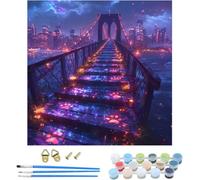 Pintar por Numeros Adultos Puente De Brooklyn, Cuadros para Pintar por Numeros Ciudad, DIY Manualidades Adultos, Paint by Numbers Adult con Pinceles, para Decoración Hogar Regalo 80x80cm 9-7045
