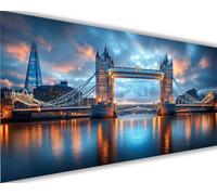 Pintar por Numeros Adultos Puente de Londres,Pintar por Numeros Paisaje,Manualidades Lienzos para Paint by Numbers,DIY Kit con Pinceles Acrílico,Decoración de Pared del Hogar 50x100 cm sin Marco L1134