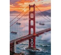 Pintar por Numeros Adultos Puente Golden Gate Atardecer, Cuadros para Pintar con Numeros DIY, Kit de Pintura Acrílica Lienzo, Hobby Adultos Colorear, Cuadros Decoracion Salon Modernos 50x70cm YT6-161