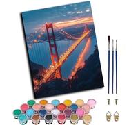 Pintar por Numeros Adultos Puente Golden Gate, Pintar por Numeros con Marco Paisaje, DIY Paint by Numbers Adult Kit, Paint by Numbers Para Cuadros Decoracion Salon Modernos Regalo 90x120cm M-3876