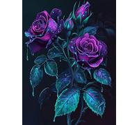 Pintar por Numeros Adultos, Púrpura flor, DIY Painting by Numbers Kits, Pintar por Numeros, Fácil de Hacer, con 3 Pinceles, Pigmento Acrílico, Regalos Originales para Mujer, Decoración 80x60cm J0-688