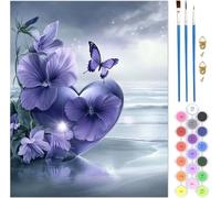 Pintar por Numeros Adultos Púrpura, Flores Pintar por Numeros 50x70cm Lienzo Sin Marco, 1pcs DIY Paint by Numbers con 3 Pinceles y Pigmento Acrílico, Cuadros Decoracion Salon Modernos, Regalo,Model933