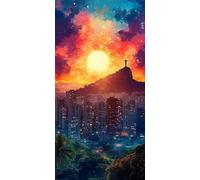 Pintar por Numeros Adultos RíO De Janeiro Pintar por Numeros Sunset Manualidades Adultos Paint by Numbers DIY Colorido Lienzo Pintura Arte Kit Para Decoración Del Hogar 60x120cm Sin Marco 7-956U65