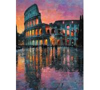 Pintar por Numeros Adultos Roma Cuadros para Pintar por Numeros Coliseo Paint by Numbers, DIY Kit Manualidades Adulto Lienzo Pintura con Accesorios Para Decoración Del Hogar Sin Marco 30x40cm F-C762