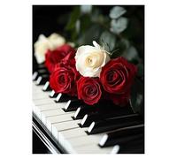 Pintar por Numeros Adultos Rosa DIY Paint by Numbers Adult Piano, Manualidades Adultos Color Cuadros por Numeros 80x60cm, Kit Pintura Lienzos para Pintar Niños,Decoracion Pared Regalo Mujer model-7422