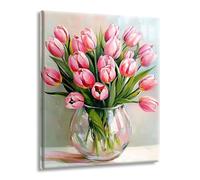 Pintar por Numeros Adultos Rosa Flores, Pintar por Numeros sin Marco, DIY Kit Pintura Creative para Manualidades Adultos con Pinceles y Pigmento, Cuadros Decoracion Hogar, Regalo Mujer 20x30cm L-g-306