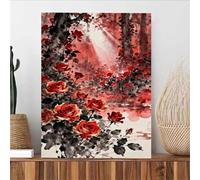 Pintar por Numeros Adultos Rosa Paint by Numbers Adult Selva Cuadros para Pintar por Numeros 45 x 60 cm Lienzos con 3 Pinceles e Pigmento Acrílico, Decoracion Hogar Pared Habitacion, con Marco, *637