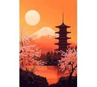 Pintar por Numeros Adultos Sakura Fuji Mountain, Cuadros por Numeros Pigmento Acrílico, DIY Pintura por Numeros Kit Manualidades Adultos, Decoración para el Hogar de pared 60x90cm (sin marco) u-993