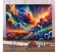 Pintar por Numeros Adultos sin Marco DIY Kit de Pintura al óLeo en Lienzo con Pinceles y Pigmento AcríLico Paint by Number Kits para Decoración del Hogar Paisaje de nubes coloridas,60x75 cm
