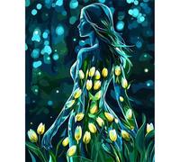 Pintar por Numeros Adultos sin Marco DIY Kit de Pintura al óLeo en Lienzo con Pinceles y Pigmento AcríLico Paint by Number Kits para Decoración del Hogar Chica tulipán de fantasía,50x65 cm