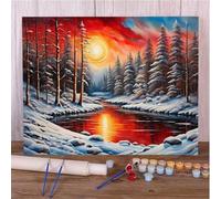 Pintar por Numeros Adultos sin Marco DIY Kit de Pintura al óLeo en Lienzo con Pinceles y Pigmento AcríLico Paint by Number Kits para Decoración del Hogar Lago de la Luna de Invierno,40x50 cm