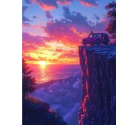 Pintar por Numeros Adultos Sunset Paint by Numbers Adult Auto Cuadros para Pintar por Numeros Retro DIY Lienzos Pintura Kit Manualidades Adultos Para Decoración Del Hogar 80x120cm Sin Marco 3-66T9