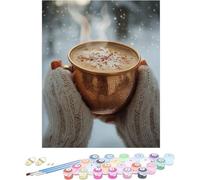 Pintar por Numeros Adultos Té Cuadros para Pintar por Numeros Invierno Kit Manualidades Adultos Paint by Numbers Adult DIY Lienzos Pintura Kit Para Decoración Del Hogar Sin Marco 80x120cm 3-I33W2