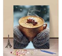 Pintar por Numeros Adultos Té Cuadros para Pintar por Numeros Invierno Paint by Numbers Adult DIY Manualidades Adultos Kit Pintura Pinceles y Acrílicas Decoración Hogar Sin Marco 30x40cm Z-H42R3