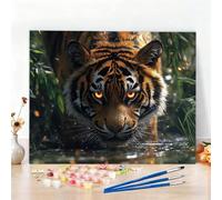Pintar por Numeros Adultos Tigre Kit Manualidades Adultos Lago Pintar por Numeros para Principiantes, DIY Paint by Numbers Kit con Pinceles y Pigmento, Regalo Mujer, Decoracion Hogar 150x100cm W6-982