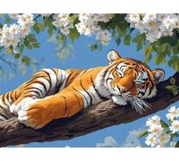 Pintar por Numeros Adultos Tigre Pintar por Numeros Niños 6 Años, DIY Manualidades Paint by Numbers Flores, Kit de Pintura con Pinceles y Pigmento Acrílico, Decoración del Hogar Regalo 20x30cm Y2-968