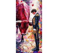 Pintar por Numeros Adultos Toreo Pintar por Numeros Deportes Manualidades Adultos Paint by Numbers DIY Colorido Lienzo Pintura Arte Kit Con Accesorios Para Decoración Hogar 70x140cm Sin Marco C-689MBV