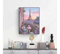 Pintar Por Números Adultos Torre Eiffel Cielo, DIY Pintura por Números Kit para Principiantes y Niños Edades 8-12, con Pinceles Pintura Acrilica Manualidades Decor Hogar Pared 90 x 120 cm PjY1177 V-W