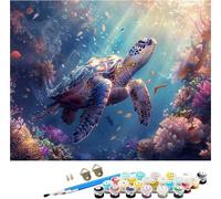 Pintar por Numeros Adultos Tortuga Marina Pintar por Numeros Faenar, DIY Manualidades Adultos, Paint by Numbers Adult Kit con Pinceles y Pigmento Acrílico, Decoración Hogar Regalo 100x130cm 2-8657