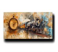 Pintar por Numeros Adultos Tren Con Tres Pinceles y Accesorios de Pintura Acrílica Mapa Cuadros para Pintar Por Numeros DIY para Principiantes, Paint by Numbers Adult, Regalo, Sin Marco 40X80cm 3w-T-1
