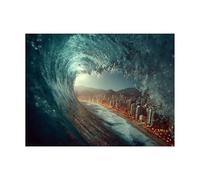 Pintar por Numeros Adultos Tsunami Cuadros Pintar por Numeros Niños Playa Paint by Numbers Adult con Pinceles Pintura Acrilica y Laienzos 60x80 cm para Decoracion Hogar Regalo Mujer Festival LZYH-6079
