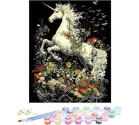 Pintar por Numeros Adultos Unicornio Cuadros para Pintar por Numeros Flor Kit Manualidades Adultos Paint by Numbers Adult DIY Lienzos Pintura Kit Para Decoración Del Hogar Sin Marco 80x120cm 1-684A0