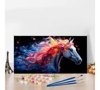 Pintar por Numeros Adultos Unicornio Kit Manualidades Adultos Animal Pintar por Numeros para Principiantes, DIY Cuadros Colorear por Numers con Pinceles, Decoracion Hogar, Regalo Mujer 40x70cm G8-316
