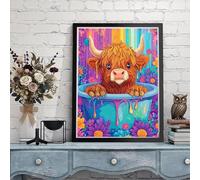 Pintar por Numeros Adultos Vaca de las Tierras Altas Pintar por Numeros Bañera Paint by Numbers Manualidades Adultos DIY Kit de Pintura al Óleo con Pinceles y Acrilicos para Hogar Decor 30x40cm Y3-845